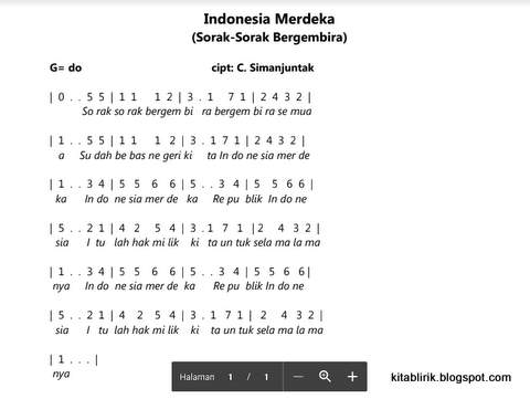 Not Angka Lagu Wajib Sorak Sorak Bergembira