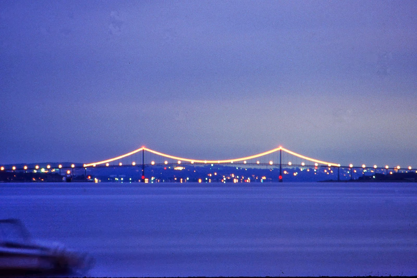 Bill's Photos Mount Hope Bridge at Dusk (July 1990)