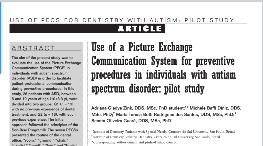 Artigo para Revista Special Care in dentistry