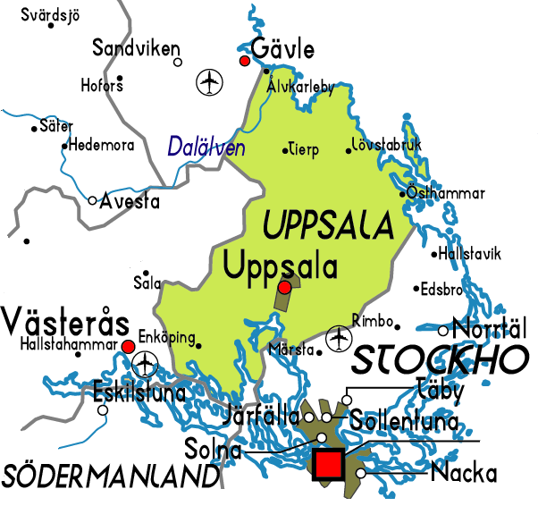 Uppsala Karta över Staden | Sverige Stadskarta Geografi Plats