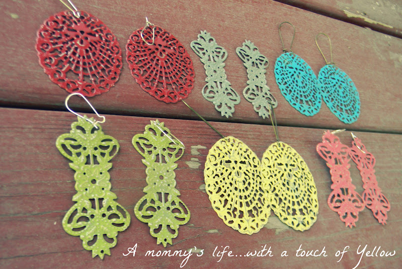 A mommy's life...with a touch of YELLOW Spray Painted Earrings Tutorial