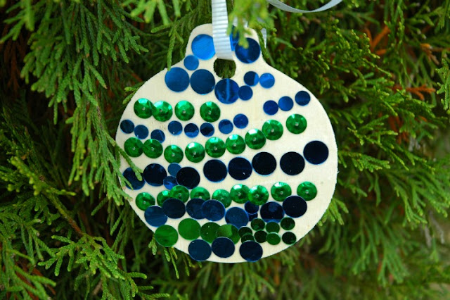 Sequin Christmas Ornament Craft For Preschool Kids