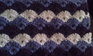Crochet afghan purples shell stitch