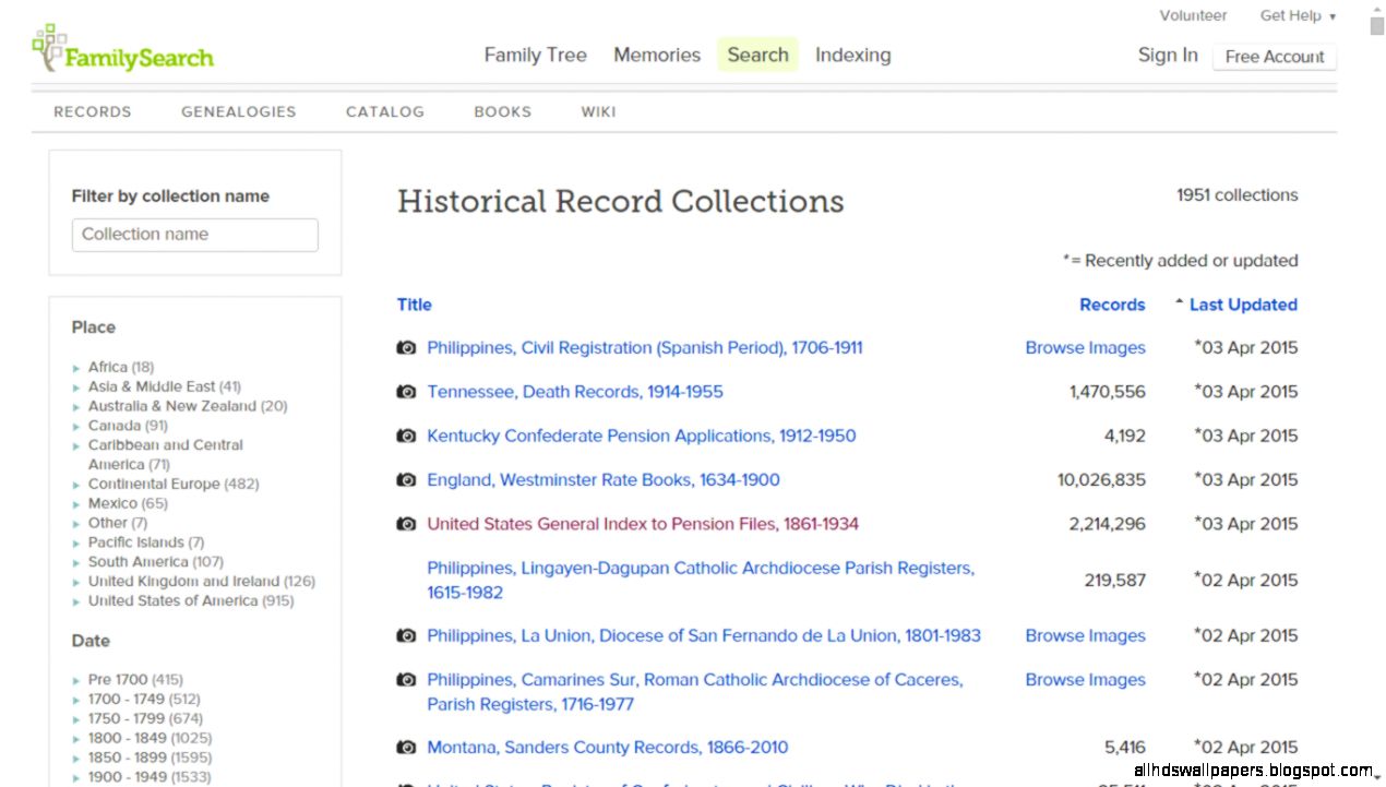Genea Musings New or Updated Record Collections at FamilySearch