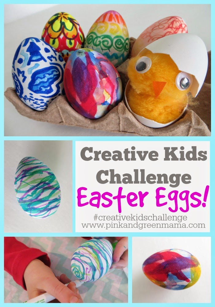 Pink and Green Mama Creative Kids Challenge Easter Eggs Mess Free