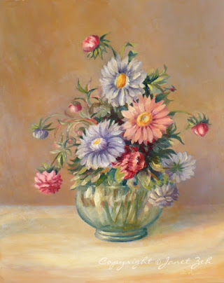 Vase of Asters custom oil painting Vase of Asters custom oil painting
