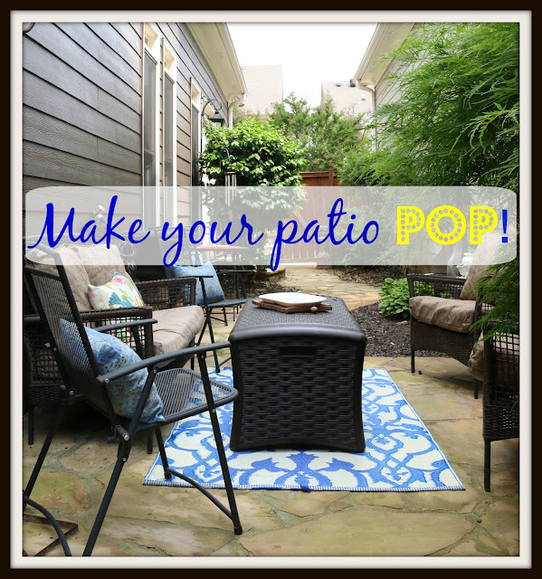patio with neutral basics and colorful accessories