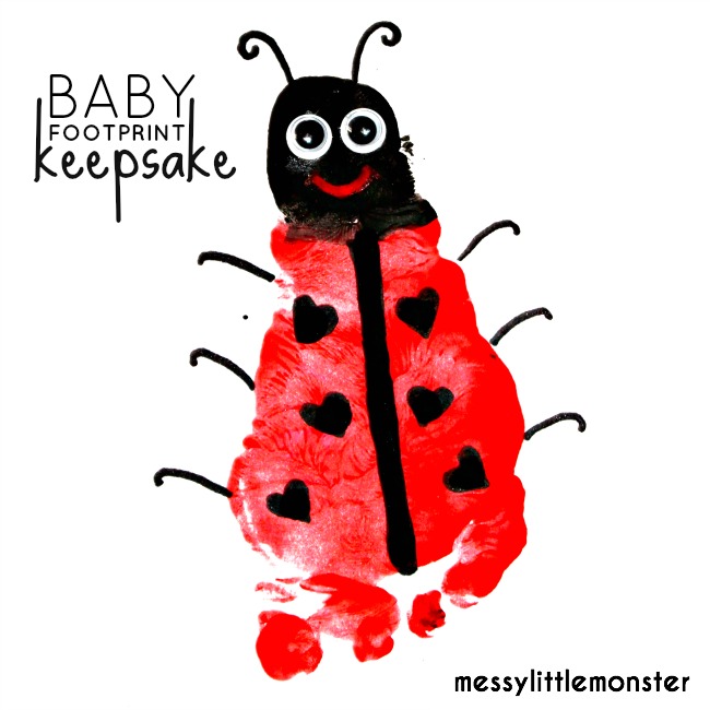 Ladybird/ Ladybug baby footprint keepsake
