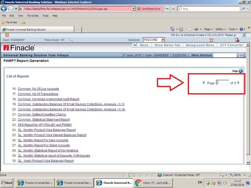 Procedure to Generate the Live accounts report in DOP Finacle ...