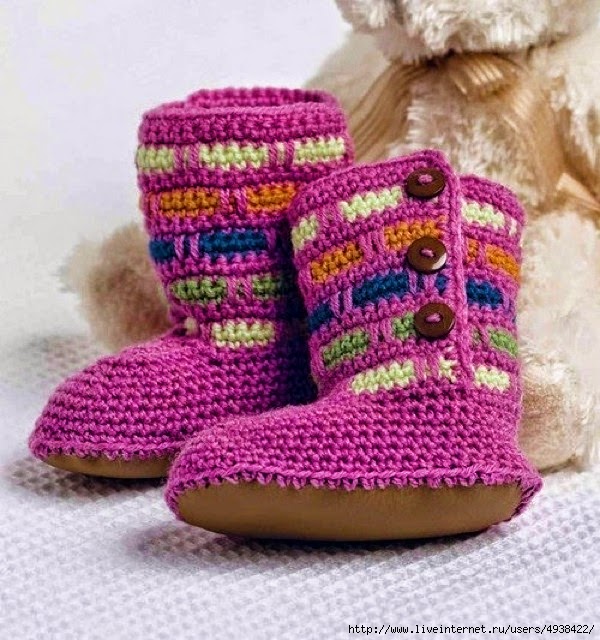 Bota abrigada para niños bebes al crochet