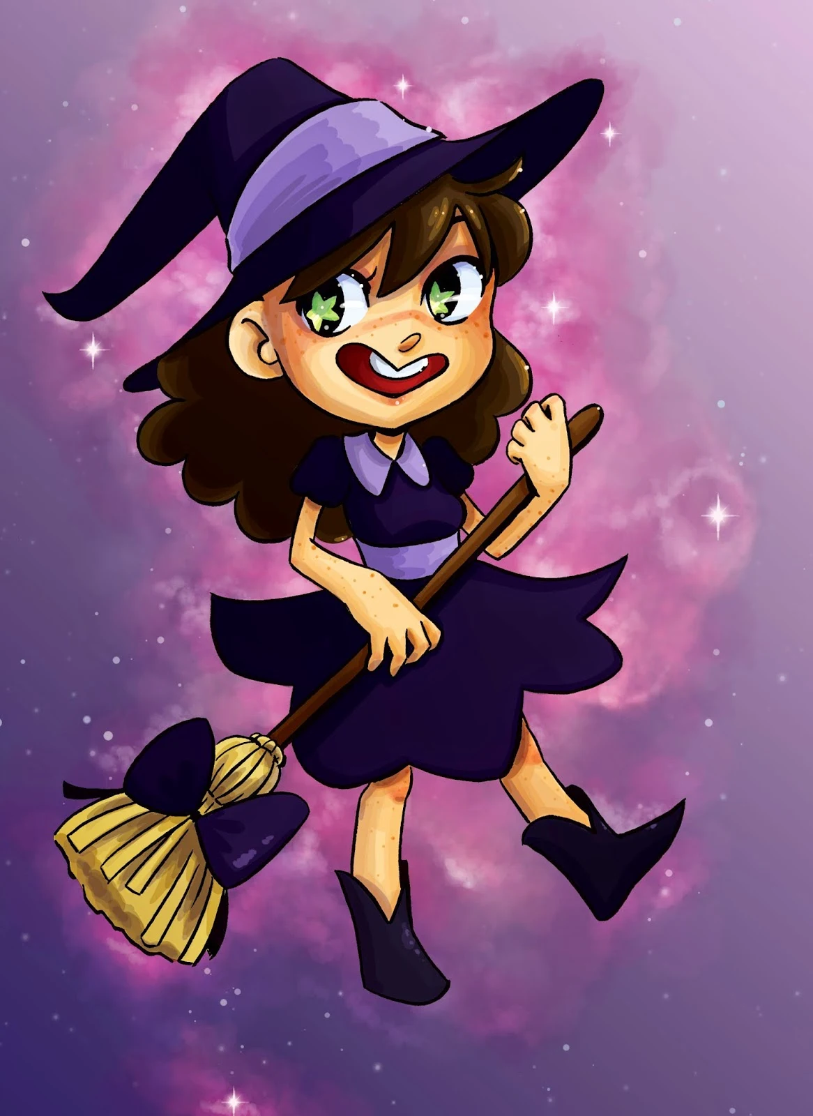 cute witch, kawaii witch, digital art, digital coloring, surface pro 3, coloring with the surface pro 3