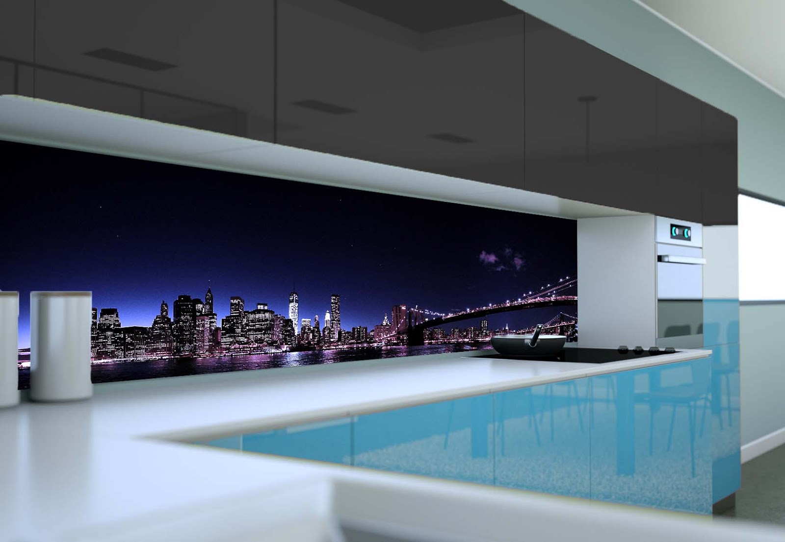 Fantastic 3D kitchen backsplash designs on glass panels