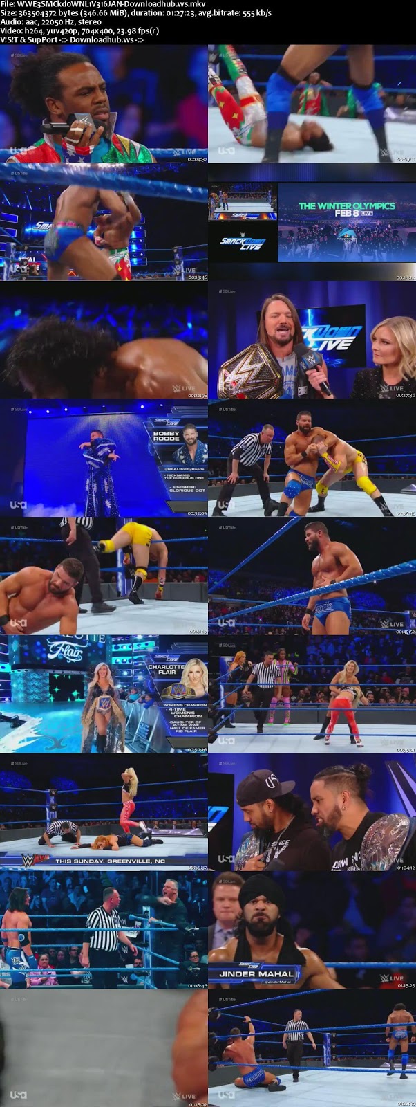 WWE Smackdown Live 16 January 2018 480p HDTV Download