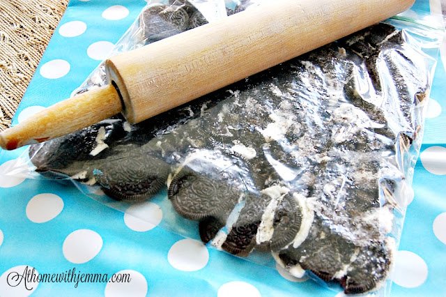 oreos-dessert-kitchen table-rolling pin-cookie-crust