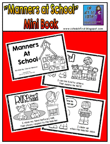 Clip Art By Carrie Teaching First Manners At School Mini Book
