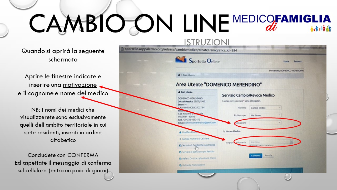 www.studiomedicoassociato.135.it CAMBIO MEDICO ON LINE istruzioni