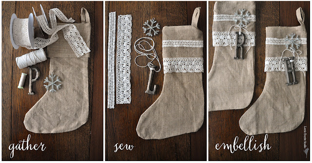 burlap stockings that you can decorated yourself | Lorrie Everitt Studio