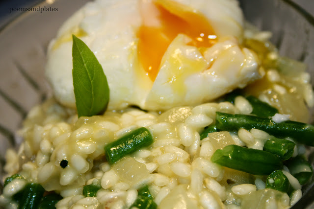 Green Bean and Basil Risotto with Poached Egg