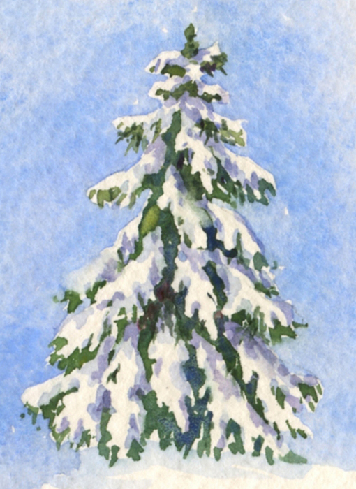 Everyday Artist: How to Paint a Snow-Covered Evergreen Tree - Technique #2