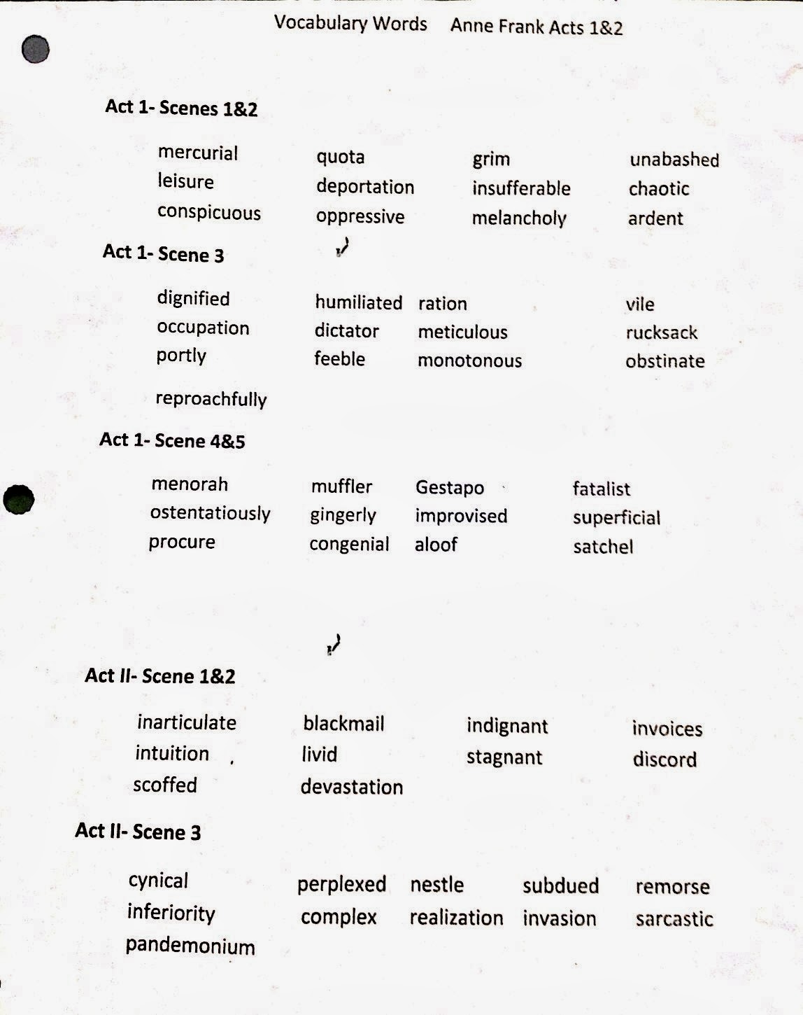 Mrs. Raposa�s ELA Blog Vocabulary The Dairy of Anne Frank