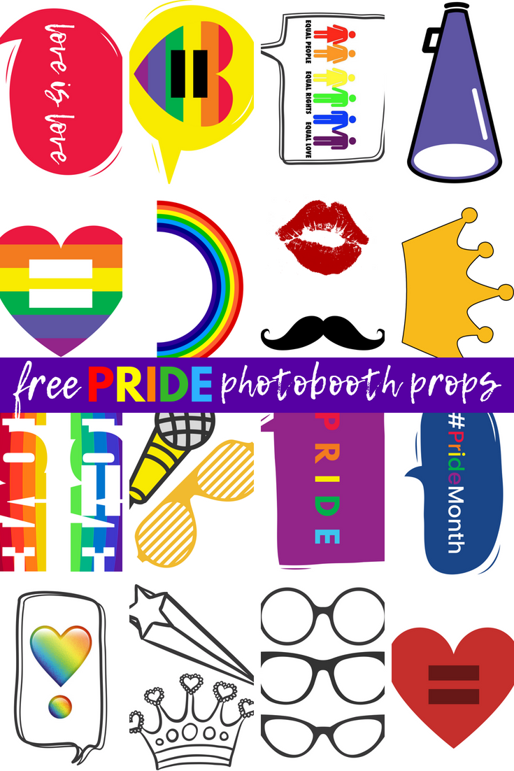 Free printable PRIDE Photo booth props
