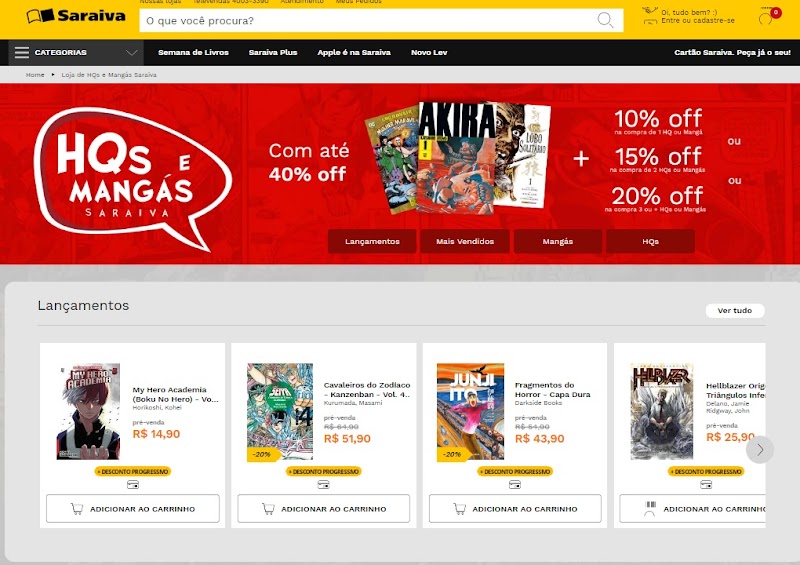 Saraiva lança loja online para HQ e Mangá Saraiva lança loja online para HQ e Mangá