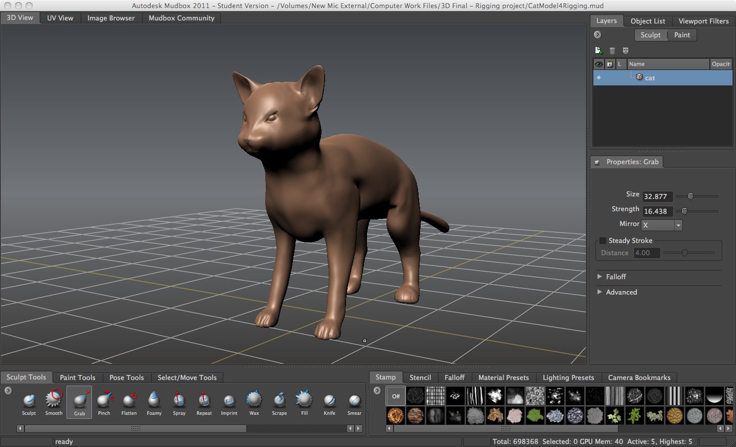 3D Modeling Class Progress Cat Modeling Progress