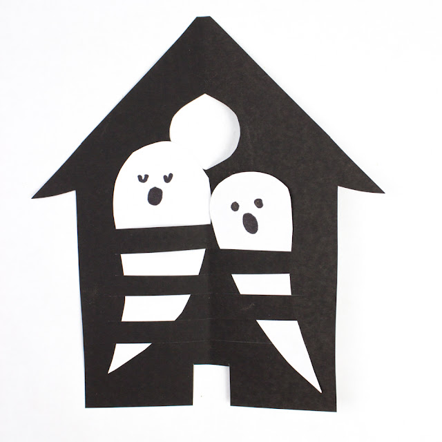 Haunted House and Ghost Paper Weaving- Super easy and fun kids craft for Halloween