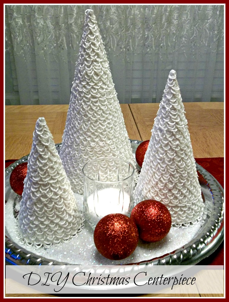 Vintage, Paint and more... DIY Christmas centerpiece of handmade cone trees from lace