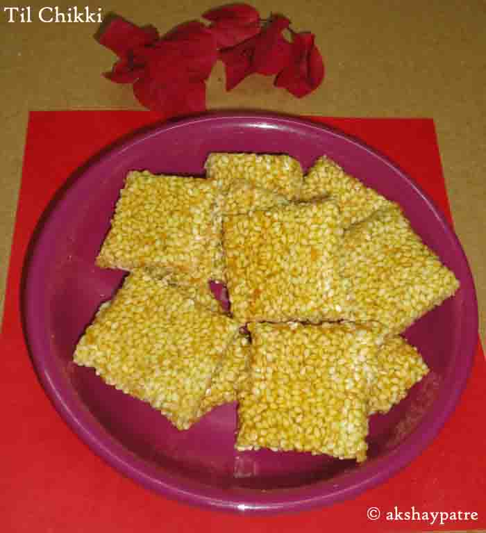 til chikki with sugar is ready to serve