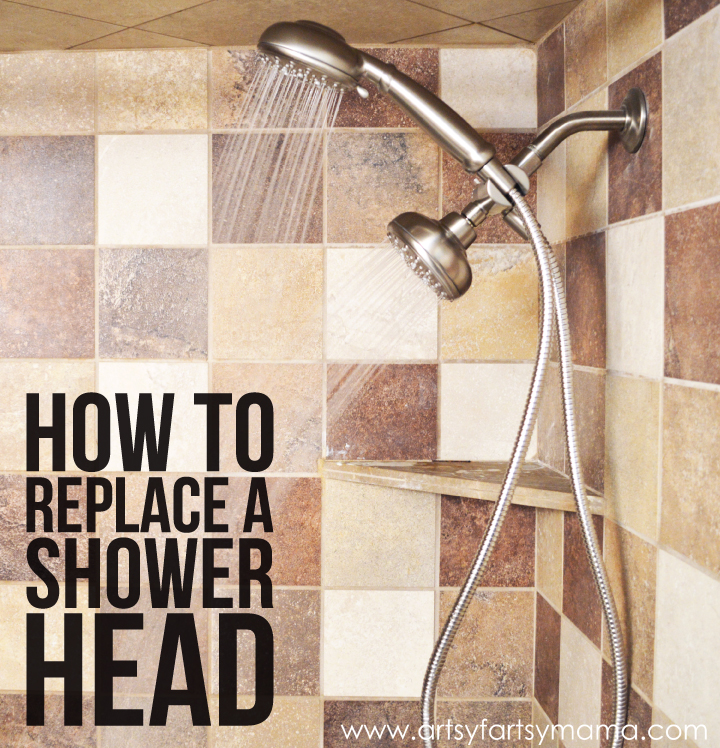 How to Replace a Shower Head at artsyfartsymama.com #DIY #bathroom #shower #Moen