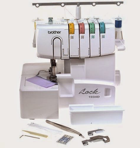 Brother 1034D 3 or 4 Lay-in Thread Serger Overlocker, review, 22 stitches, decorative and finishing stitches, 3 and 4 thread overlock, narrow hem, rolled hem, ribbon lock, differential fabric feed, free arm and flatbed