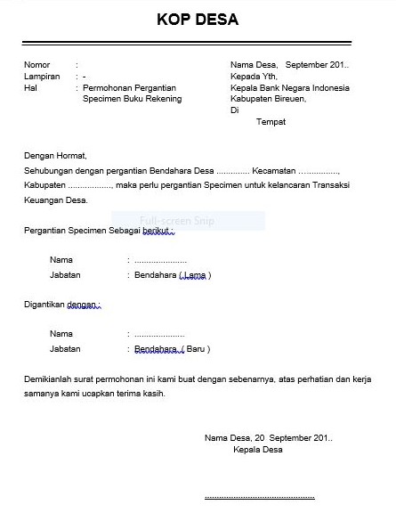 Contoh Surat Pergantian Specimen Bank Bank Bni Contoh Surat