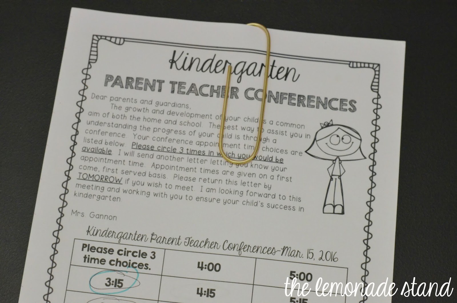 parent teacher conference letters