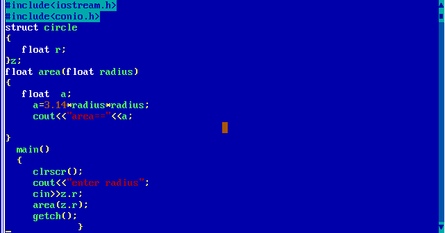 C++ Programs: Write a program to calculate area of circle with ...