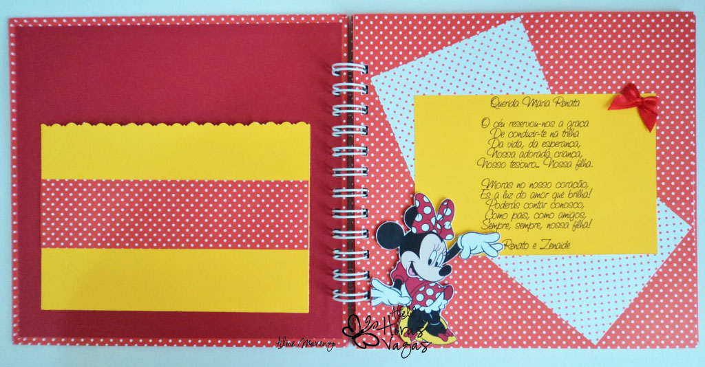 kit livro de mensagens caixa decorada personalizada minnie mouse poá vermelho branco amarelo aniversário festa scrapbooking disney