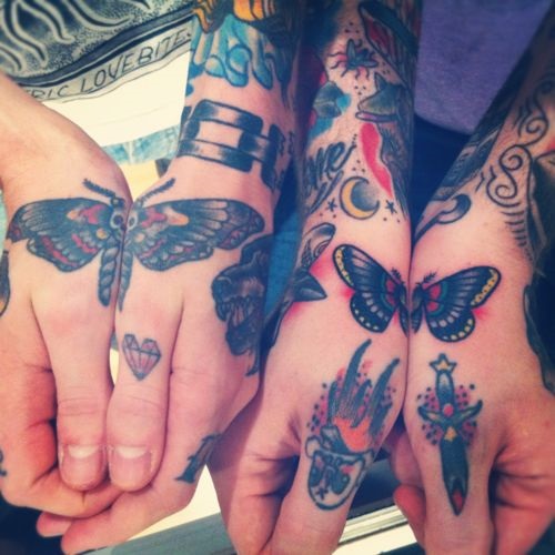 Melhor Amigo de Tatuagens de Borboleta na Mão