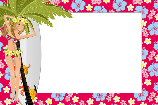 Fiesta Hawaiana de Chicas: Invitaciones para Imprimir Gratis. Para hacer invitaciones, tarjetas, marcos de fotos o etiquetas de Fiesta Hawaiana de Chicas para imprimir gratis.