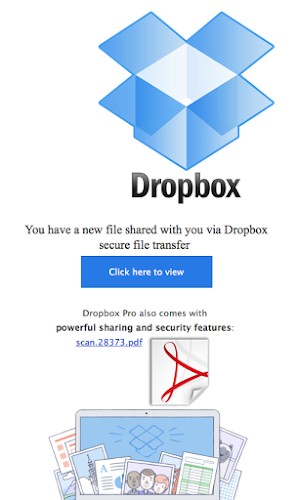 dropbox transfer email scam