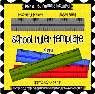Hippiedaze Scrappin' Stuff: School Ruler CU Template - TS