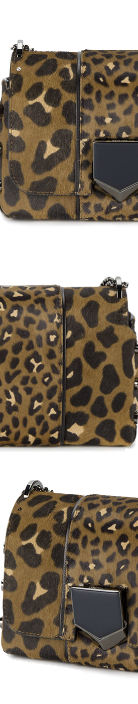 JIMMY CHOO Leopard Print petite Lockett shoulder bag