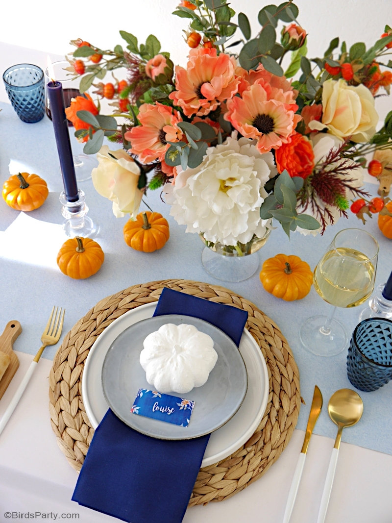 Une Table Automnale Bleu et Orange Fêtes Party Printables