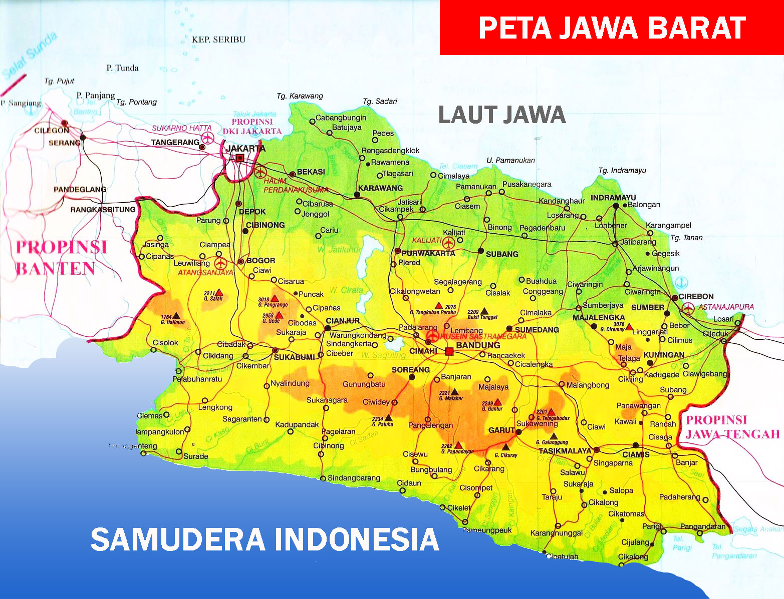  Peta  Jawa  Barat  Lengkap Dengan Daftar Nama 18 Kabupaten 