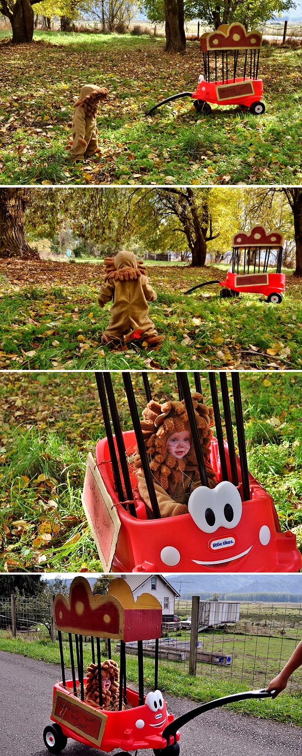 Toddler Lion Costume and Circus Cart- Transform the Little Tikes® Cozy Coupe® Wagon for Fall festivities! (ad)
