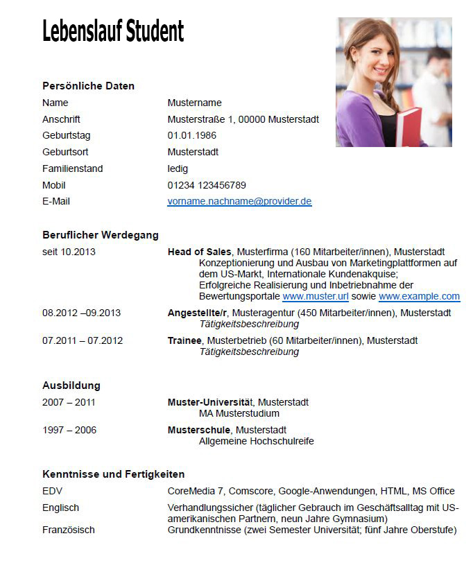 Lebenslauf Student Tipss und Vorlagen