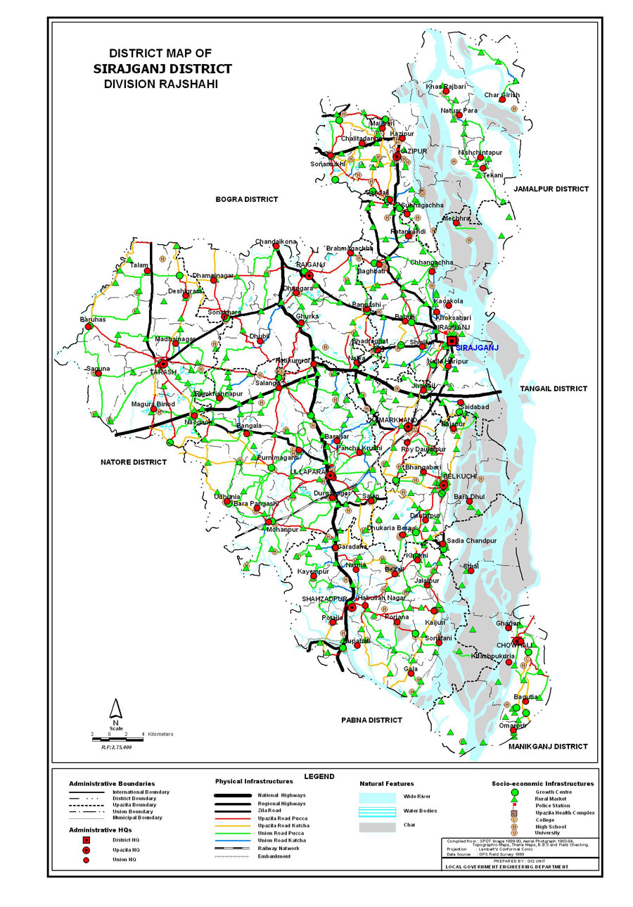 Sirajganj District Map Bangladesh