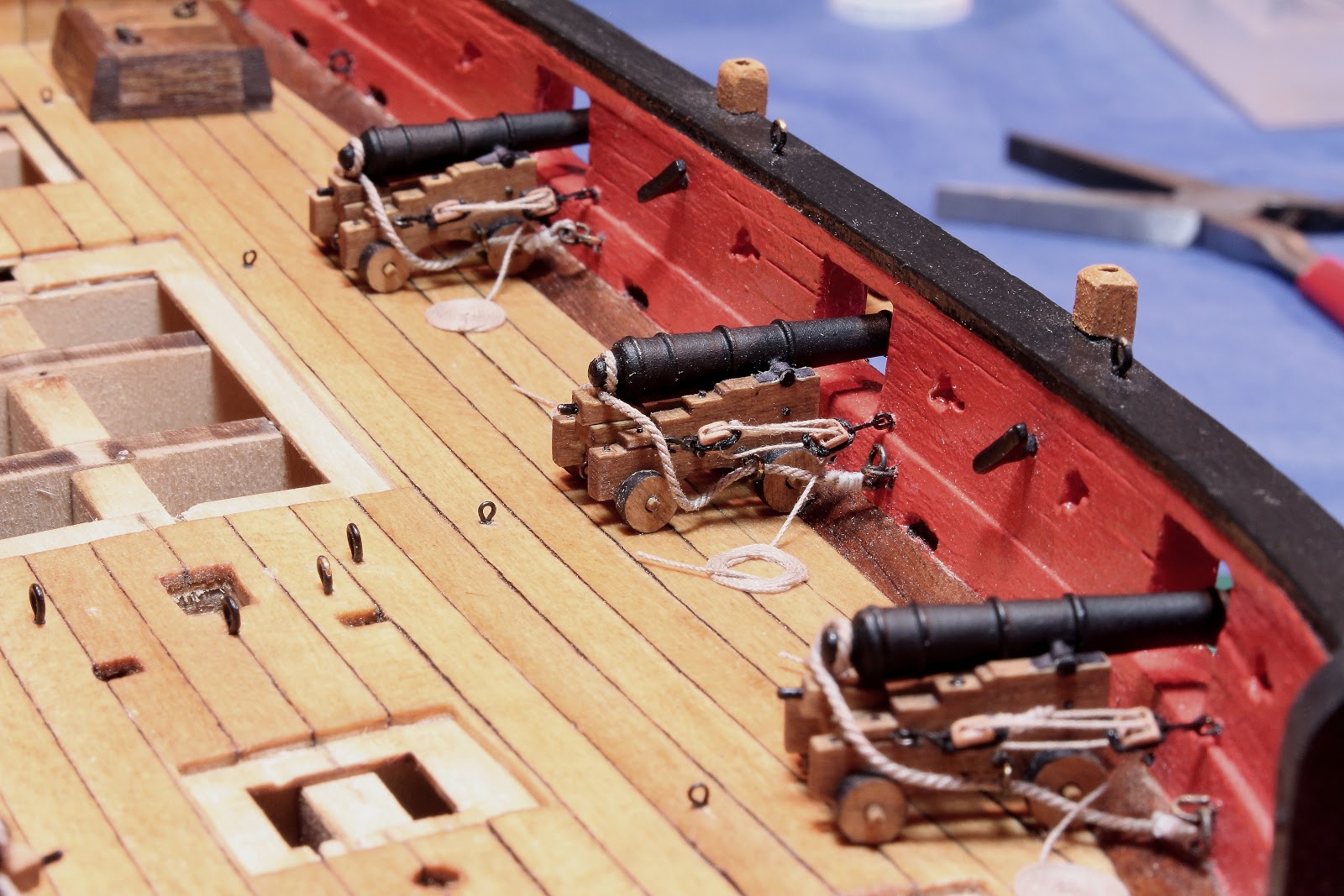 Armed Virginia Sloop 1768 11. Guns and Carriages rigging finished