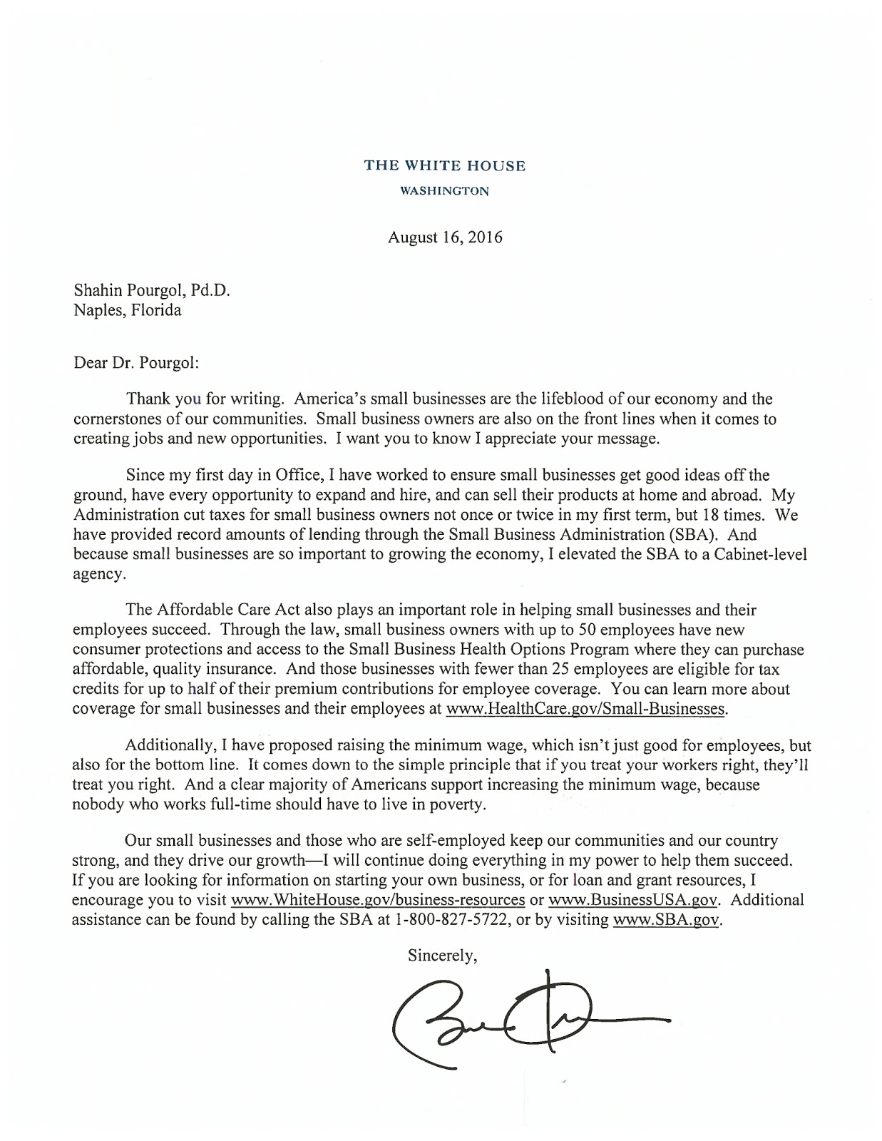 Send a letter to obama image