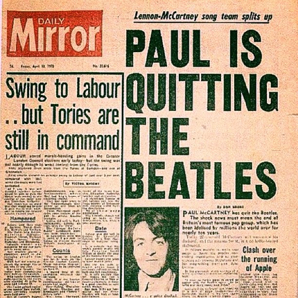 BEATLES MAGAZINE: PAUL ANNOUNCED THE BREAKUP OF THE BEATLES ON THIS DAY IN 1970