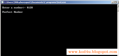 C Program Find Out Perfect Number 6, 28, 496